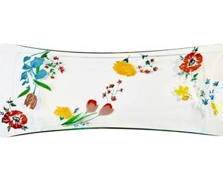 Vintage Clear Glass Serving Piece - Dorothy Thorpe "California Spring Flowers" Pattern