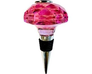 Faceted Bottle Stopper - Silver Tone Medallion Signed Congressional Country Club