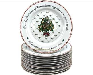 Complete Set Of Twelve Days Of Christmas Salad Plates - Domestications Collection