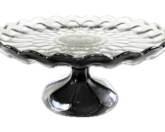 Vintage Anchor Hocking Smoke Glass Pedestal Base Cake Plate