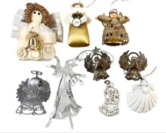 Collection Of Angel Christmas Ornaments - Including "Margaret Furlong" Scallop Shell Porcelain Angel