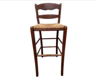 Country French Counter Height Chair With Rush Seat