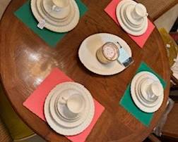 Drexel kitchen table with china