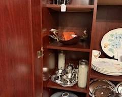 Silver serving ware and Black Onyx goblets 