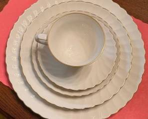 White with Gold Rim China- 4 person setting 