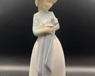 Nao by Lladro Porcelain Figurine — Sweet Girl Holding Puppy
