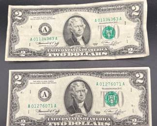 (2) 1976 Two Dollar Bills

