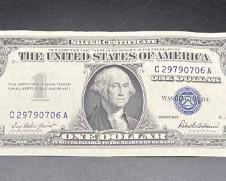 1957 Blue Seal One Dollar Silver Certificate
