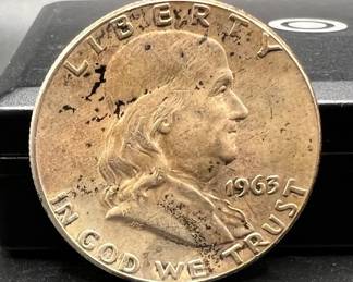 1963 Silver Benjamin Franklin Half Dollar Coin
