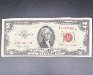 1953 Red Seal Two Dollar Bill
