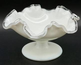 Fenton Silver Crest milk glass pedestal compote dish
