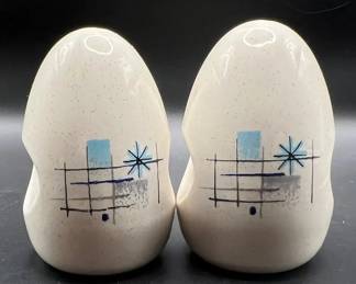 Franciscan “Oasis” Atomic Starburst Salt & Pepper Shakers — Mid-Century Modern MCM
