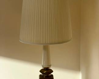 Vintage Wood & Brass Table Lamp
