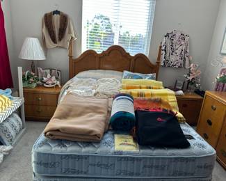 Guest bed shown as we left it! Bedding, some new, blankets etc