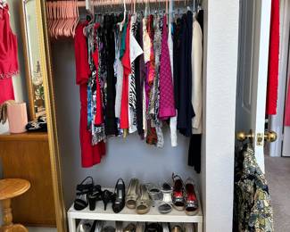 The second shoe department with some stunners! Ladies small to medium size clothing blouses Mostly