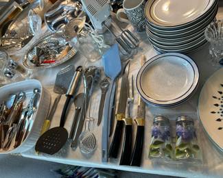 Barware serving utensils, extra plates, etc.