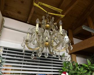 Fabulous chandelier with ornate glass crystal drops