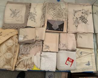 Most like new embroidered and appliquéd table cloths and napkins