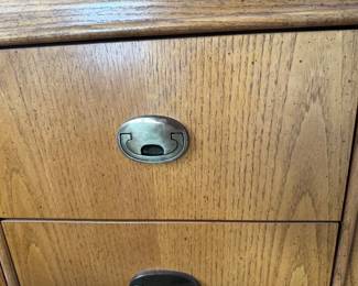 Detail of pulls on Stanley nightstands and dresser