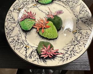 Detail of hand painting on petite Maine set six plates