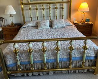Massive marble and brass finish bed