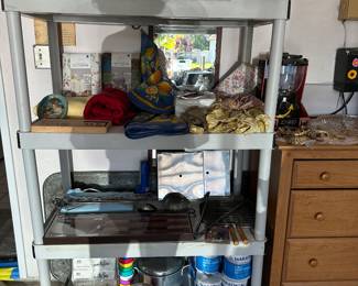 Corning, ware, coffeepot, round tablecloth and napkins, toilet new barbecue set, aprons, etc.