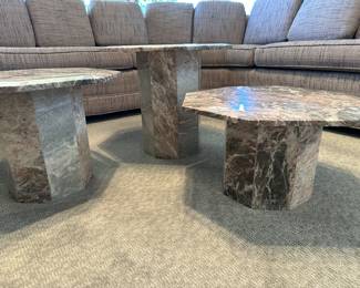 Base of three assorted height marble stands