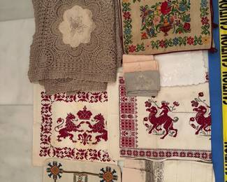 Large crochet with embroidery  And deluxe embroidered pillows, and coverings