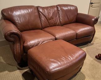 Leather Sofa and ottoman