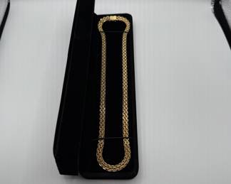 14k Vintage Italian Yellow Gold Byzantine Link Choker Necklace