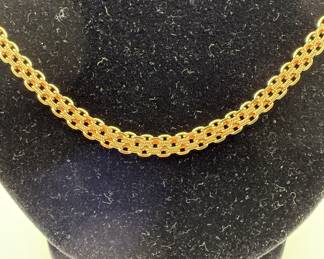 14k Vintage Italian Yellow Gold Byzantine Link Choker Necklace