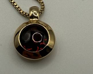 14K Gold and Garnet Cabochon Necklace