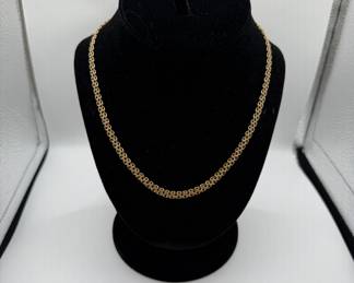 14K  Vintage Italian Yellow Gold Byzantine Link Choker Necklace