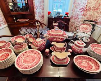 A large selection of Mason “Vista” service, including salad, bread, soup, serving accoutrements….