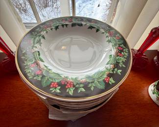 Waverly Holiday Bouquet Soup bowls.