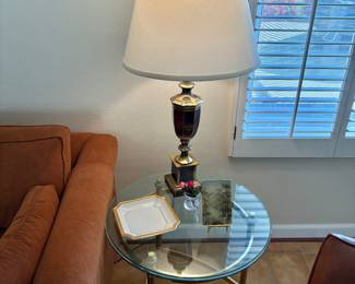 4 lovely Glass and Gold End Tables 