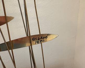 Mid Century Modern Signed and Dated 1980 C. Jere School of Fish Table Sculpture