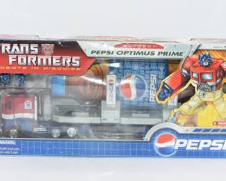 Hasbro Transformers Pepsi Convoy Trailer Optimus Prime Robots in Disguise (RiD) Action Figure, c. 2007 Botcon Edition