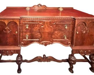 Antique Jacobean Revival Walnut Buffet 