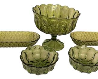 Vintage Indiana Green Glass Bowls 