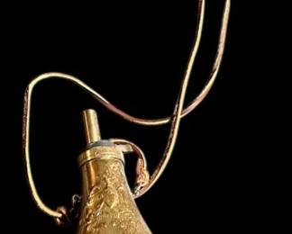 Antique Civil War Brass Gunpowder Flask 