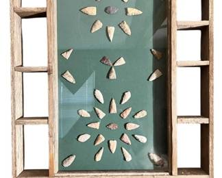 Wooden Shadow Box Shelf with Arrowhead Art 