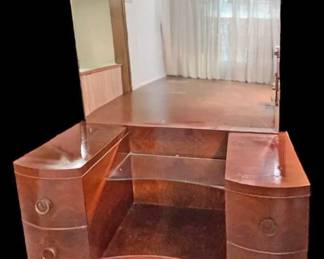 Art Deco Walnut Dressing Table Vanity 