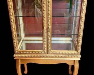 Gold Finish Gilded Curio Display Cabinet 