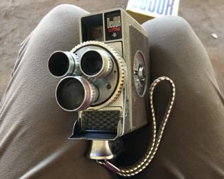 1950’s DeJUR 8mm movie camera.
Also have the projector, light kit, and movie screen available