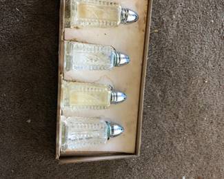 Vintage crystal salt and pepper shakers