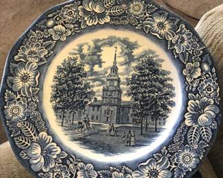 12 Vintage Liberty blue dinner plates by Staffordshire