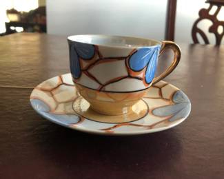 Antique Art Deco Lustre cups and saucers (5)