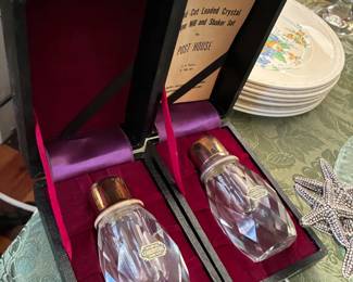 Post House Leaded Crystal Salt / Pepper Set $ 30.00