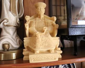 Carved Chinese empress statue & Chinese emperor statue